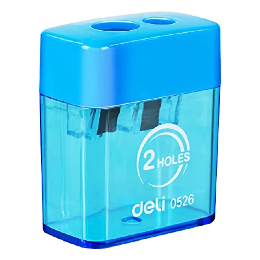 

Pencil Sharpener, Manual Pencil Sharpeners, Dual Holes with Lid, Random Color