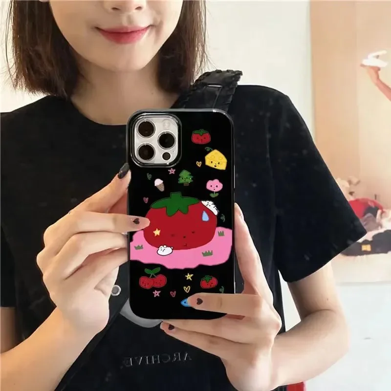 Cartoon Tomato Graffiti New Phone Case for IPhone 16 15 14 13 12 11 Pro Max X XS XR XSMax 7 8 Plus Glossy Film Hard PC Cover