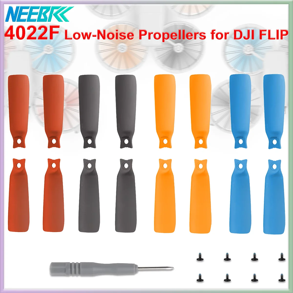 

NEEBRC 8pcs 4022F for DJI FLIP Replacement Propeller Blade with Screwdrivers Spare Part Convenient Installation Quick Release