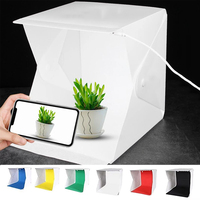 Portable Photobox Photography Folding Mini LED Light Room Photo Studio Light Tent Soft Box With 6 Color Backdrop For DSLR Camera