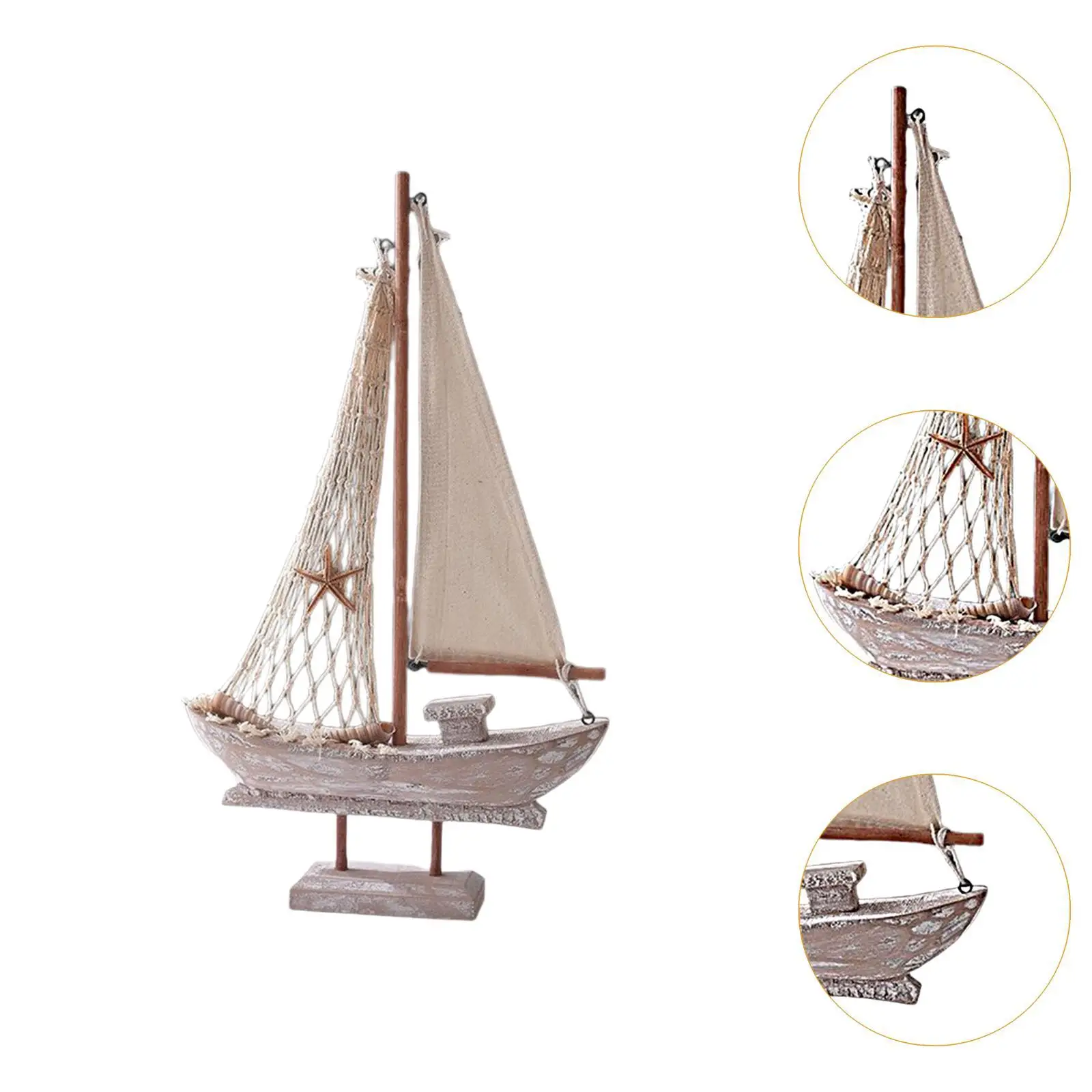 Bild 6: Hölzernes Segelboot, dekoratives Segelboot-Modell für Wohnzimmer, Einweihungsgeschenke