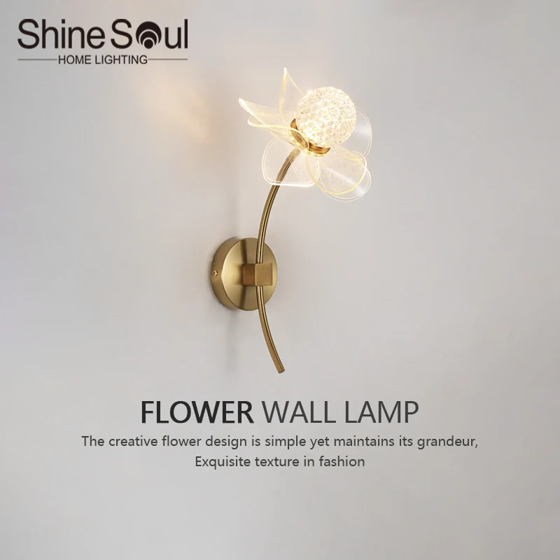 Modern LED Wall Lamp Luxury Flower Shape Bedroom Bedside Study Dining Room Living Room Background Wall Lamp Decorative Light