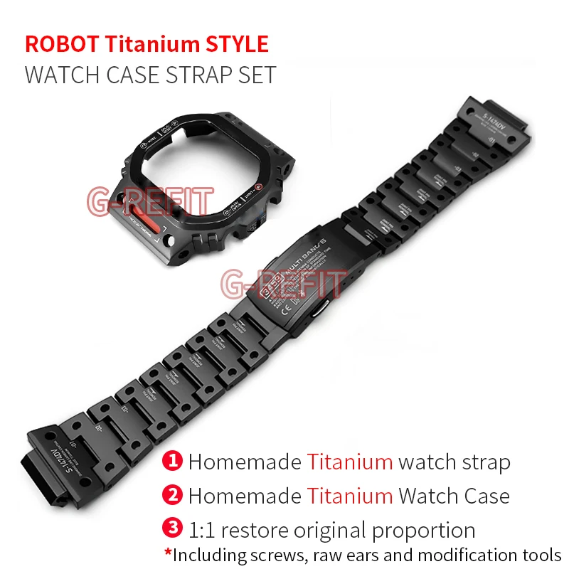 G-Refit Mech Style Robot DW5600 GWB5600 G5600E Titanium GWM5610 roestvrijstalen horlogekast Metalen ringband GMWB5000 MechWarrior
