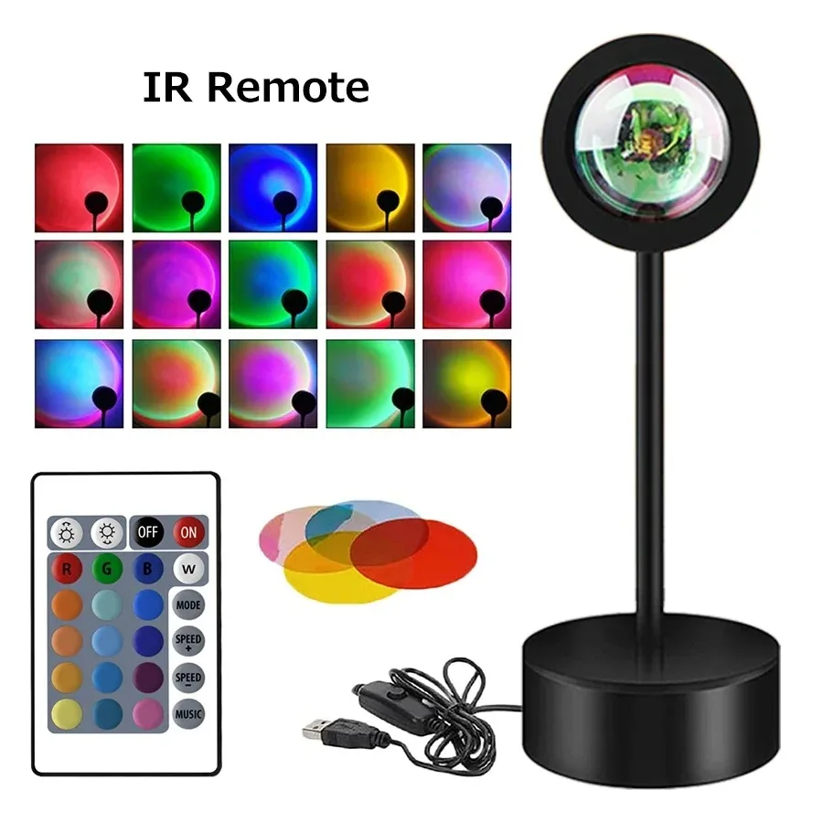 NONE Tuya Smart Led Sunset Projektor Lampe Smart Leben App IR Fernbedienung RGB Atmosphäre Scheinwerfer Nachtlicht für Party Fotografie 6