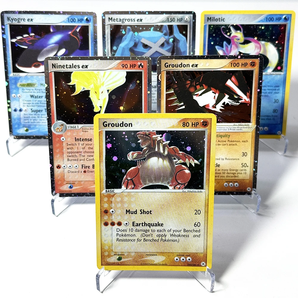 PKM Hidden Legends(HL) Foil DIY Proxy Game Card PTCG Kyogre/Metagross/Ninetales/Vileplume ex Groudon Milotic Collection toy gift