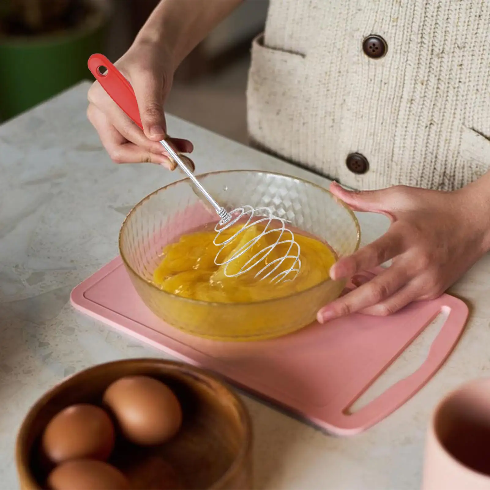 

Stainless Steel Ball Spring Whisk Manual Egg Beater Hand-held Butter Mixer Avocado Potato Masher Kitchen Baking Tool