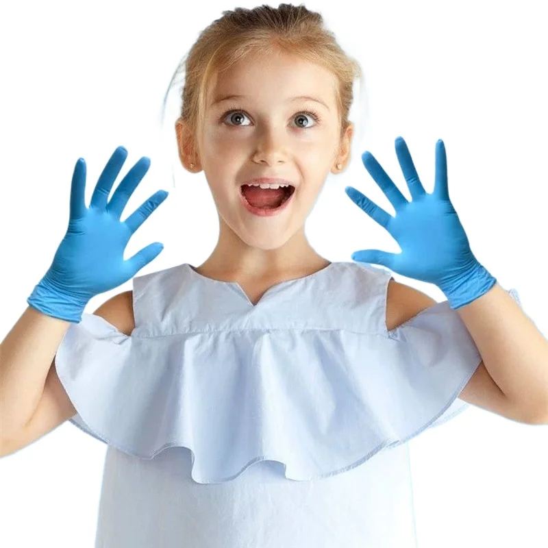 20/50PCS Nitrile Disposable Gloves for Kids 5-12 Years Powder Free Latex Free Gloves for Gardening Painting Cleaning Cooking DIY