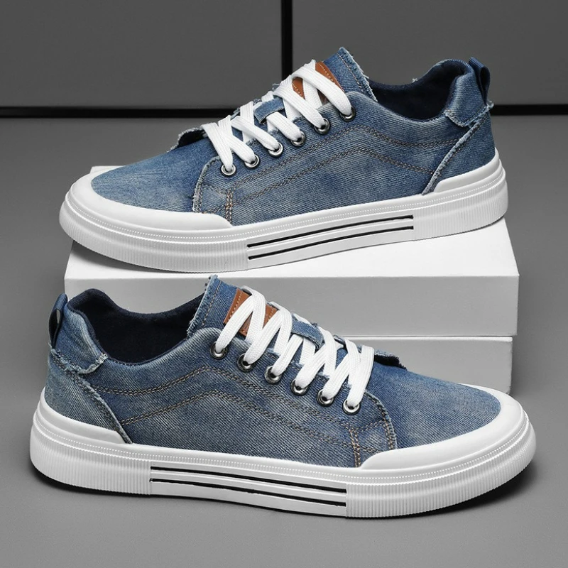 

Men's Casual Shoes Denim Canvas Shoes New Trend Lace Up Sneakers Low Top Vulcanize Shoe Breathable Sewing Men Shoes Plus Size 48