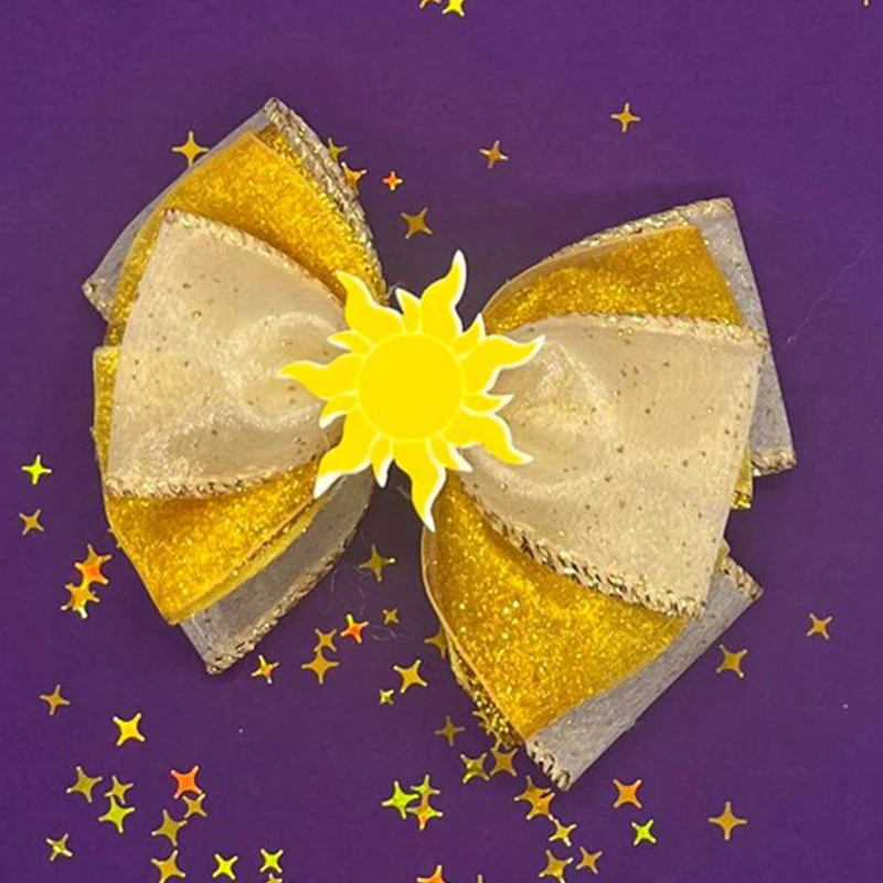 2Pcs Cute Rapunzel Hair Accessories for Girls Chameleon Sunflower Ears Clip Women Tangled Head Bands Kids Sequins Bow Headwear - view 2