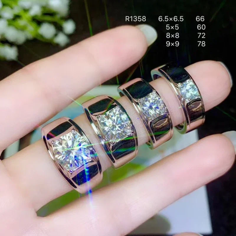 925 Silver Moissanite Men's Ring Classic Style Carrying Gra Certificate Pass Diamond Instrument Test