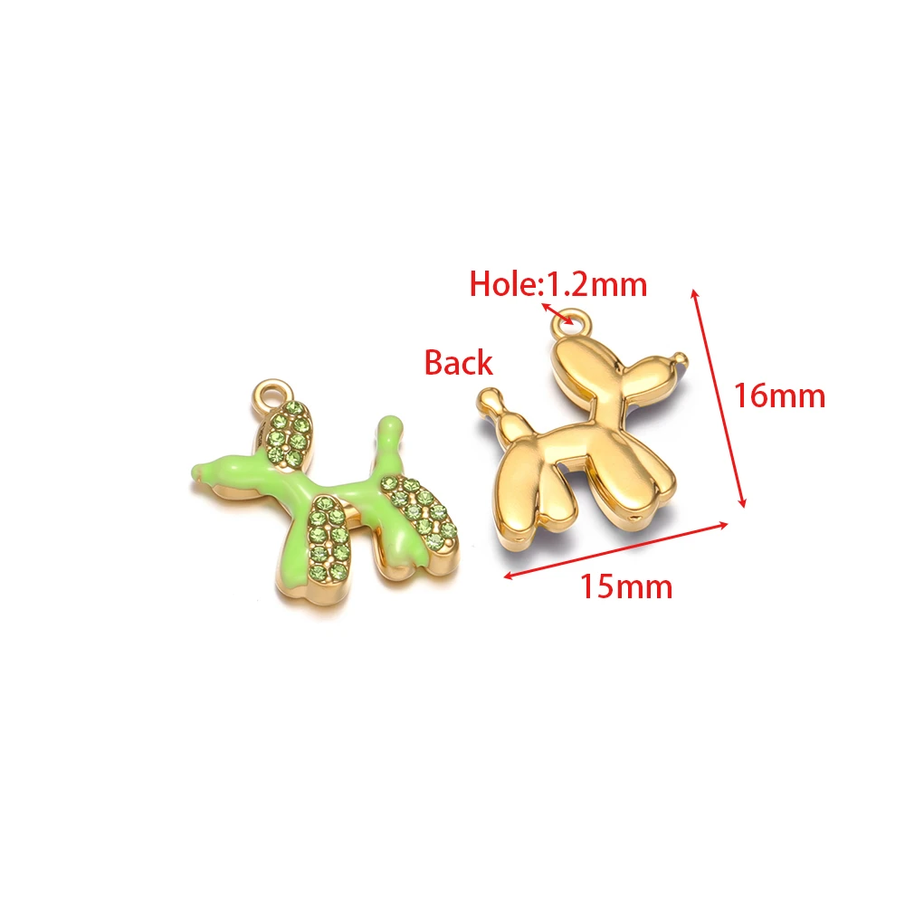 4pcs Stainless Steel Enamel Balloon Dog Pendants Necklace Charms for DIY Children Jewelry Supplies Cute Earrings Bracelet Making