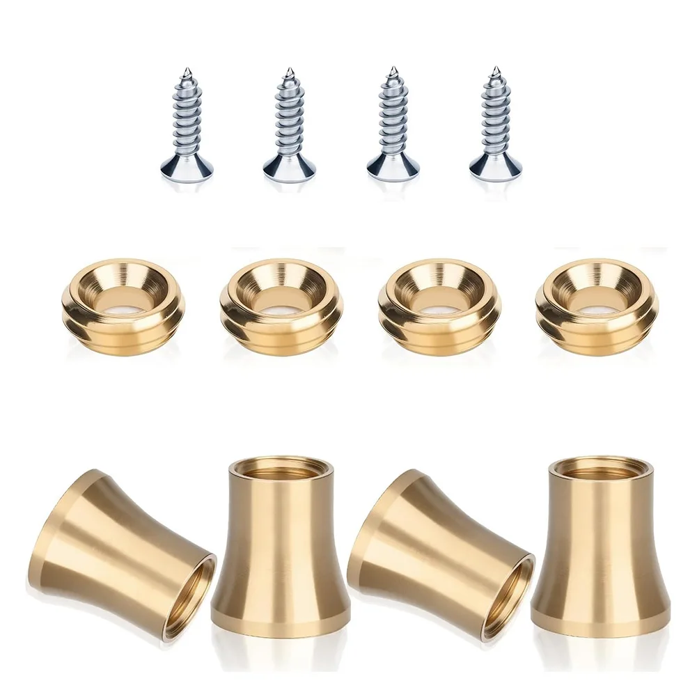 4pcs Solid Brass Chopping Board Feet with Integrated Silicone Pads Fits Standard Wooden Boards No Tools Required