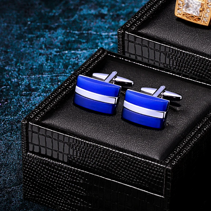 

KFLK Shirt Cufflinks for Mens Brand Buttons Blue Cuff links High Quality Wedding Fashion