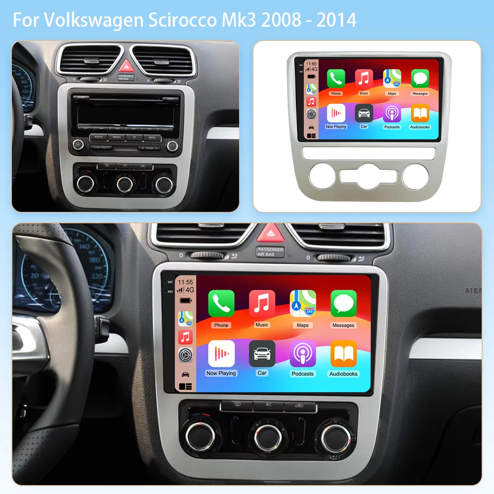 2K Android16 For VW Volkswagen Scirocco 3 III Mk3 2008-2014 9 inch 8 Core WIFI Bluetooth Auto Navigation System Radio Multimedia