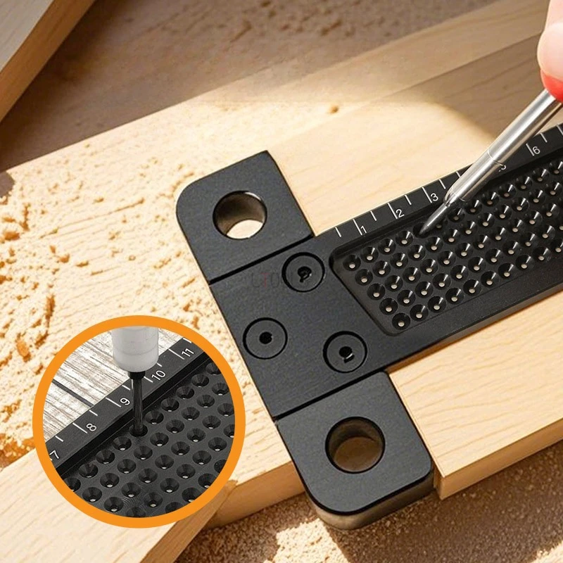 

1 шт., линейка для маркировки отверстий, деревообрабатывающий измерительный инструмент для маркировки, алюминиевый сплав, анодированная полоса, подвесное отверстие, Т-образное маркировочное устройство
