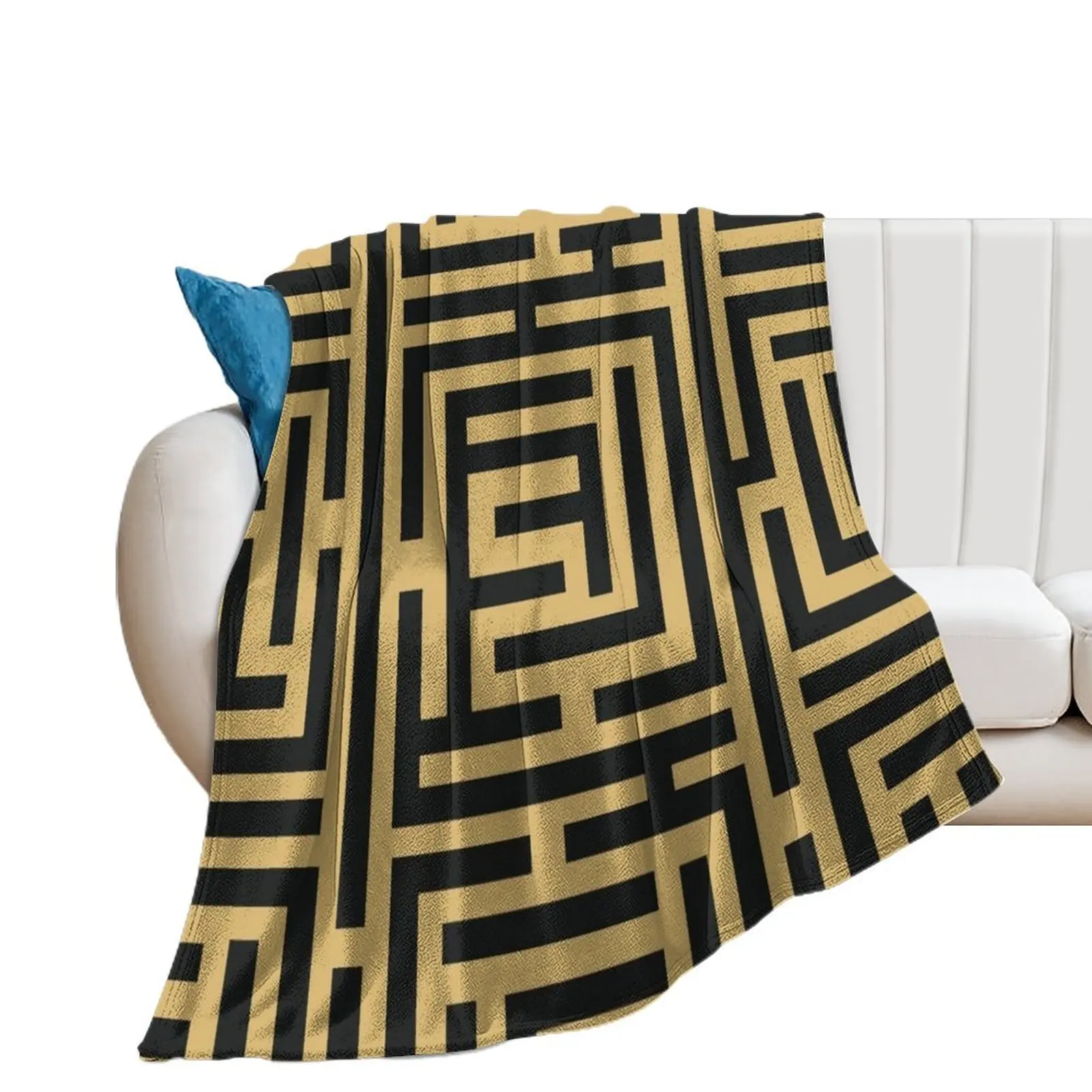  Aztec Black and Gold Pattern Geometric Throw Blanket Decorative Beds Plaid on the sofa Decorative Sofa sofa bed Blankets