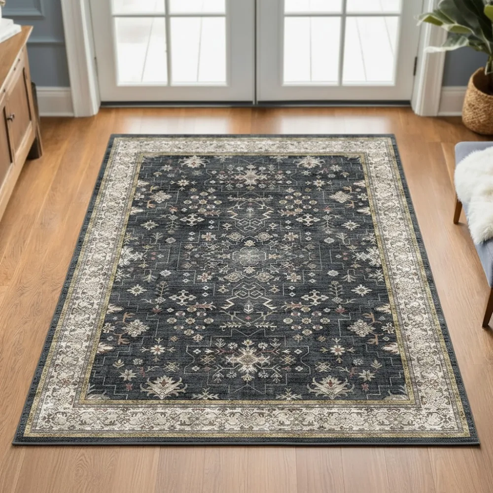 

Large 3x5 Washable Non-Slip Area Rug - Ultra Soft Low Pile for Entryway, Kitchen, Bedroom - Boho Modern Geometric Decor
