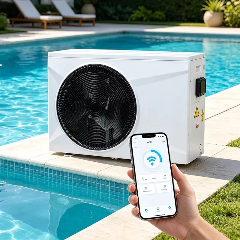 Smart Remote Control Pool Heat Pump, R32 Inverter Air Source Unit for Villa Hotel Gym Swimming Pool