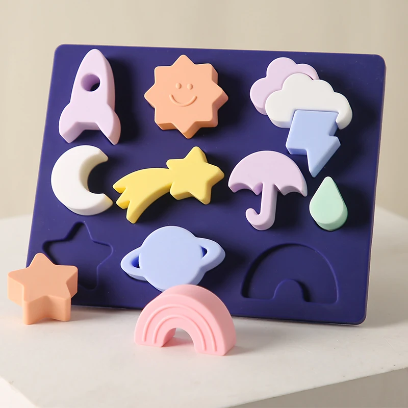 

Baby 3D Puzzle Board Montessori Silicone Toys Early Educational Montessori Learning Toys for Children Sensory Interactive Toys