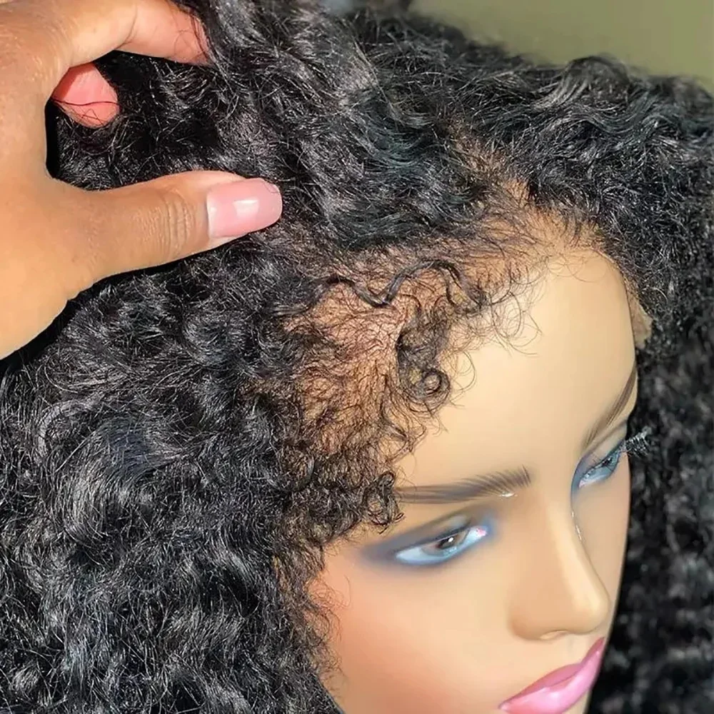 kinky curly bob human hair wig 4c edges natural hairline wig transparen lace front 13x4 short curly bob wig for women 4x4 closure kinky edges hairline wig