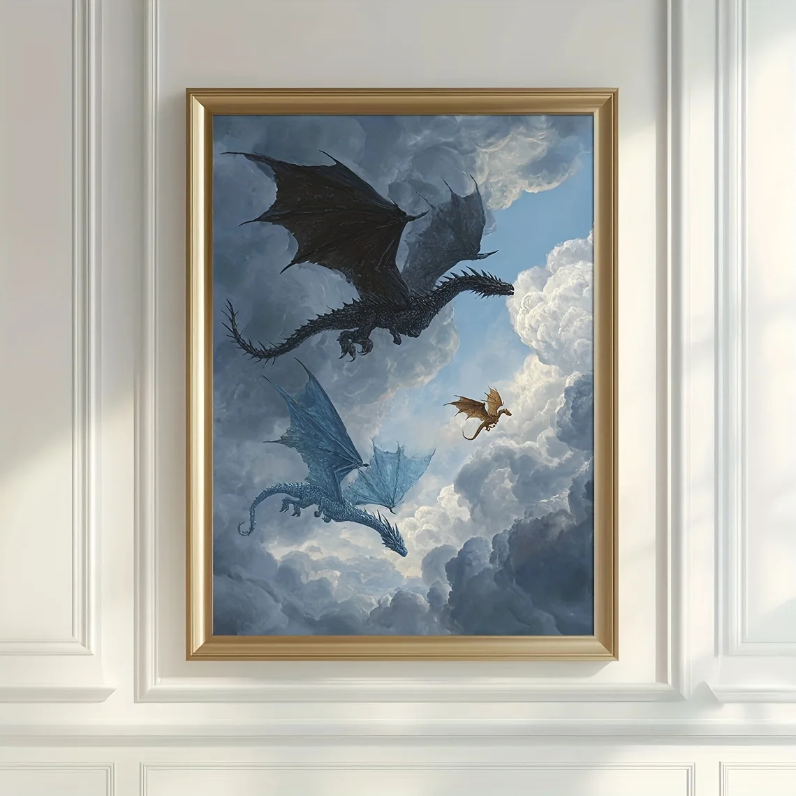 2D Flat, 2D Flat, 1pc Unframed Fourth Wing Bookish Wall Art Poster Cozy Fantasy Flying Dragon Canvas Print Dark Academia Mini