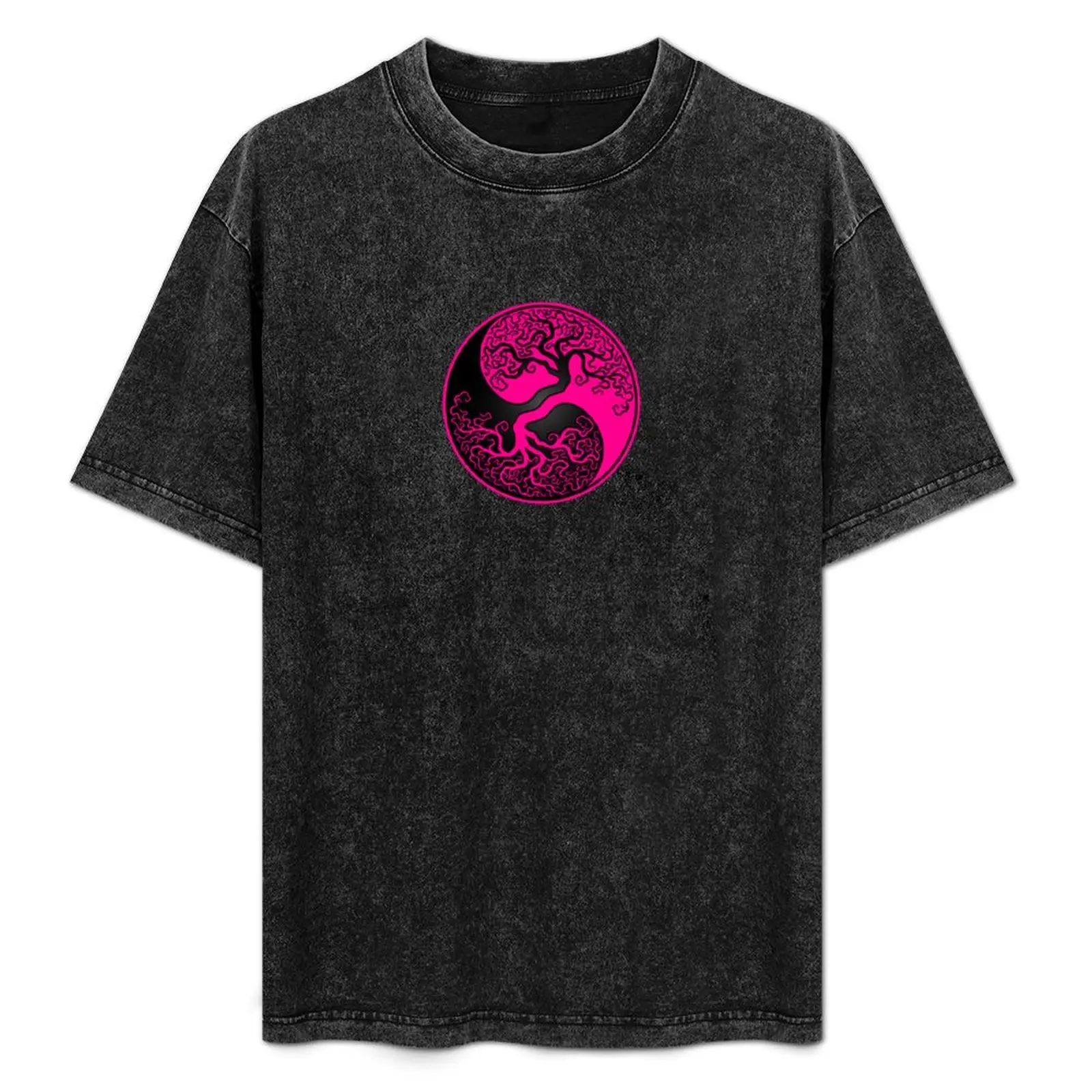 

Pink and Black Tree of Life Yin Yang T-Shirt printed t shirts for man t shirt man casual T-Shirt