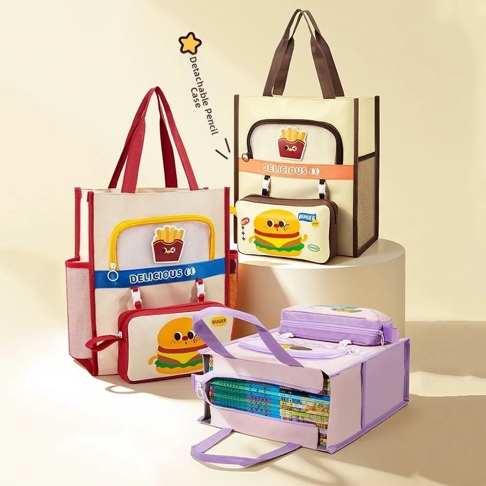 Cartoon Tote School Bag Cute Dog Kawaii Multi-layer File Organizer with Handle Oxford Cloth Tutorial Bag Artwork Storage Bag