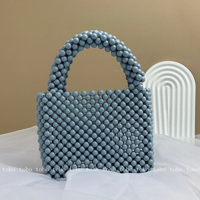 

fashion ladies Travel Beaded Transparent Bag evening pearl bags handbag Green Acrylic Beaded bucket luxury purses