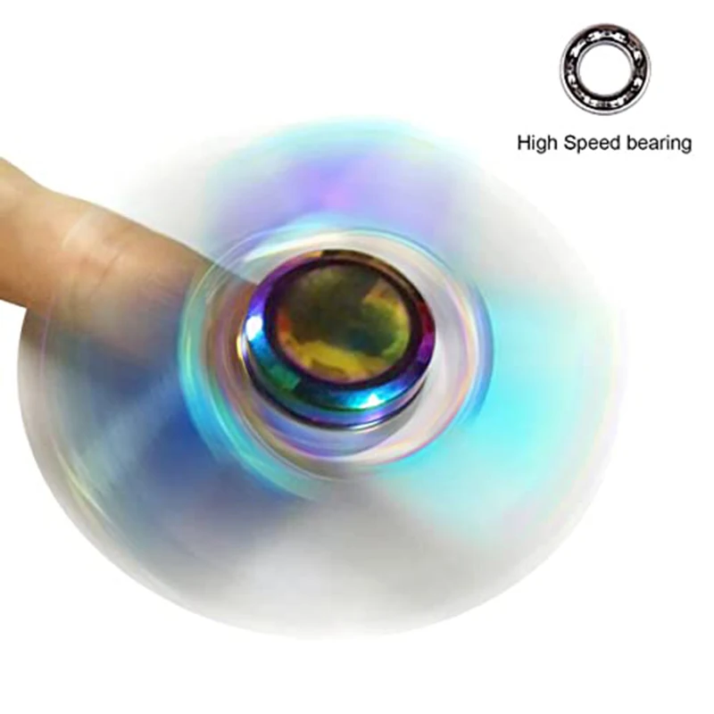2 pezzi in metallo arcobaleno Fidget Spinner sfumatura di colore R188 cuscinetto muto EDC mano Spinner punta delle dita giroscopio anti-ansia bambini giocattoli per adulti