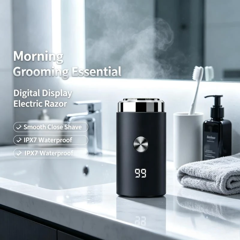 Compact Pocket Men Beard Shaver Digital Display Mini Portable Travel Electric Facial Razor
