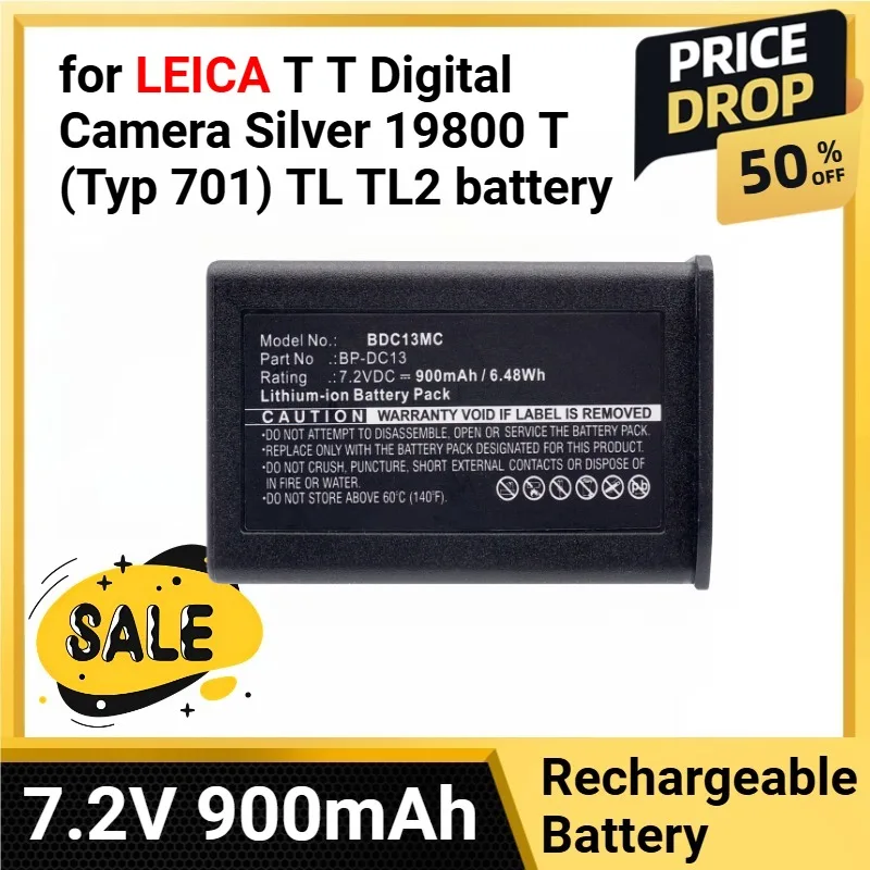 

NEW BP-DC13 7.2V 900mAh Battery for LEICA T T Digital Camera Silver 19800 T (Typ 701) TL TL2 Battery