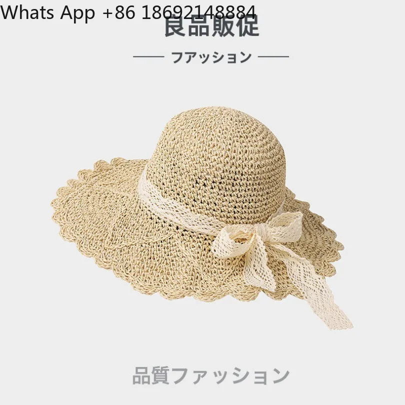 New seaside hat women's summer visor bow lace spot
