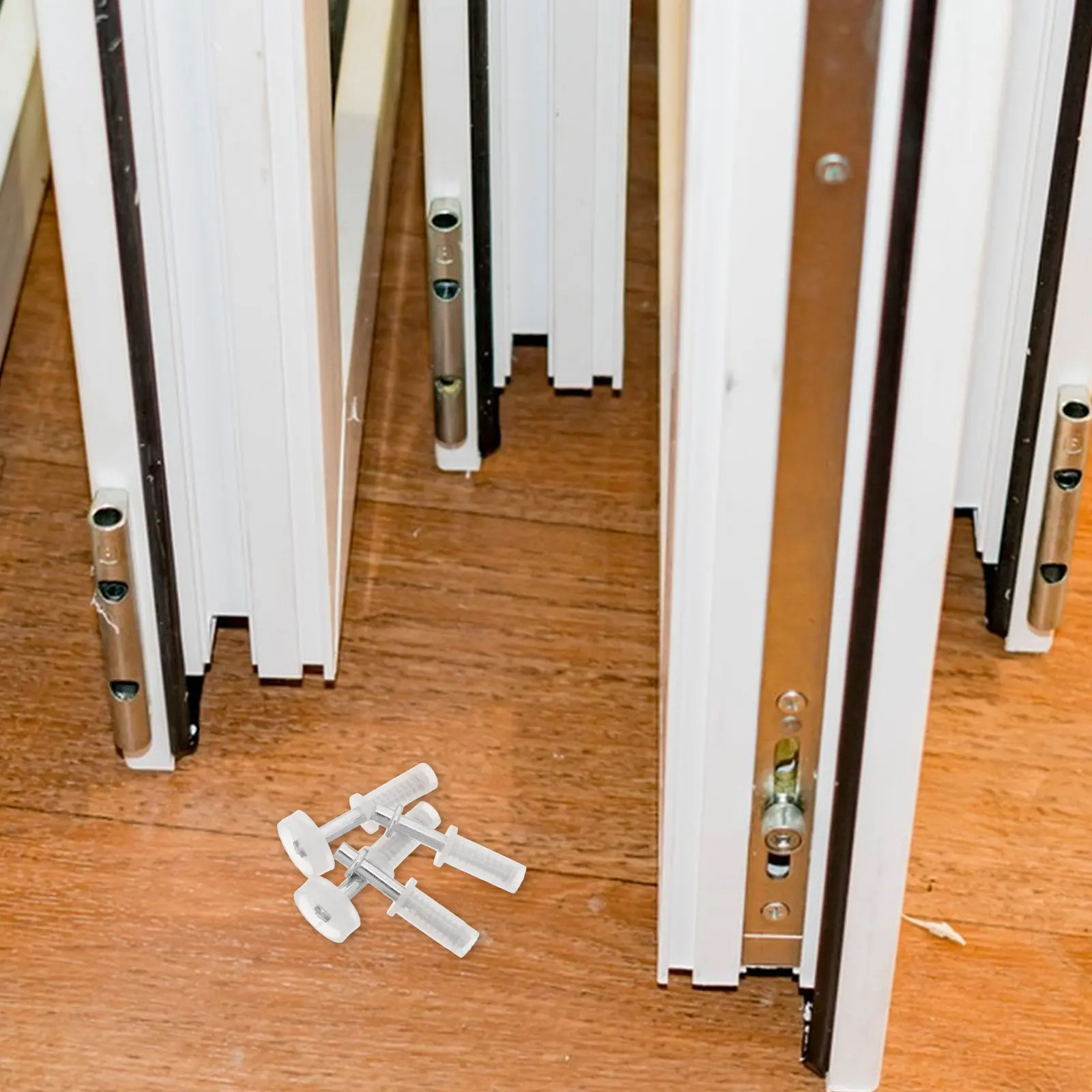 

4Pcs Door Hardware Closet Bi-fold Closet Door Cabinet Wardrobe Kit Door Top Pivots Spring Loaded Folding Door Hardware Supplies