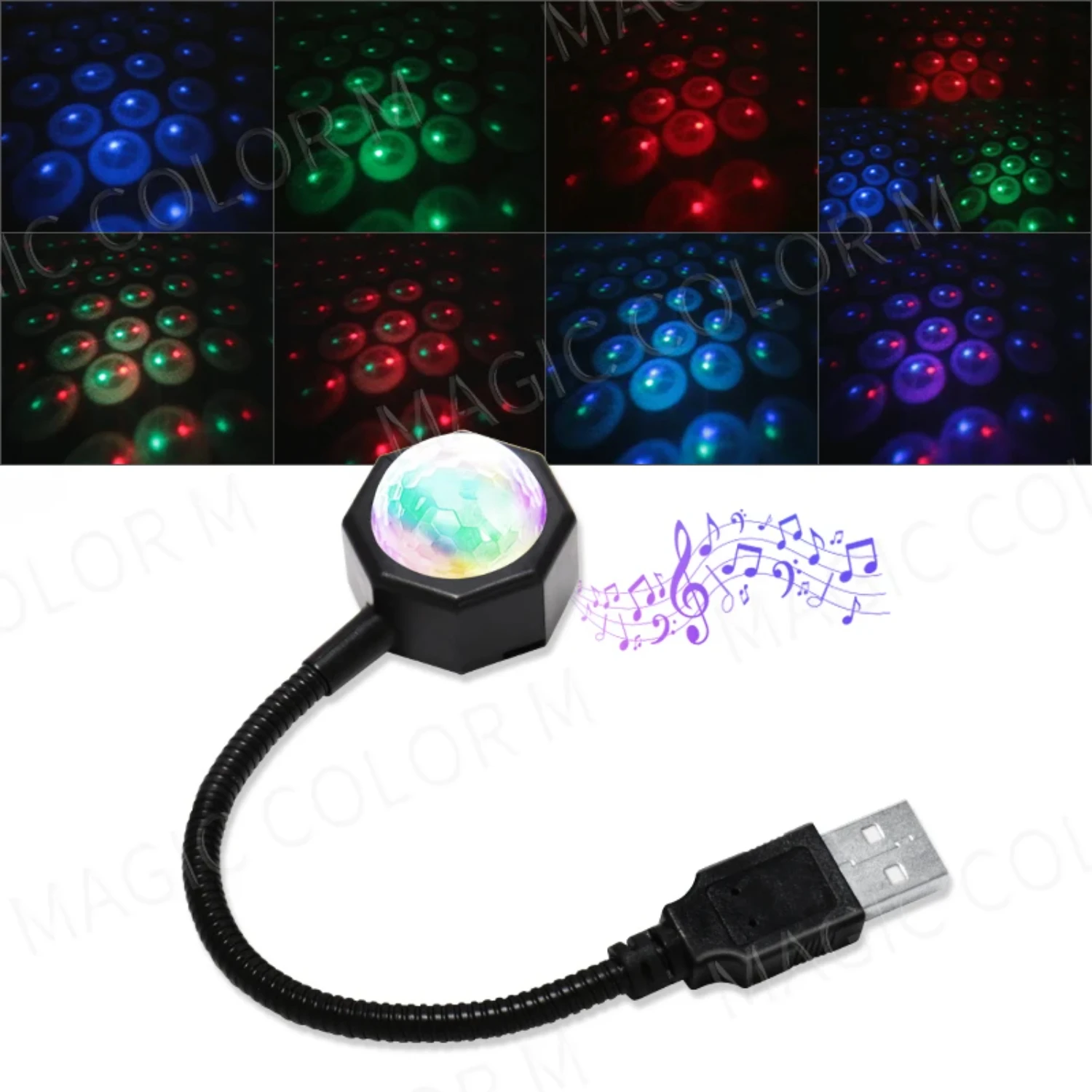 

USB Car Ambient Light Roof Star Projector Interior Atmosphere Lamp Spherical 4 Colors 9 Modes Auto Decoration