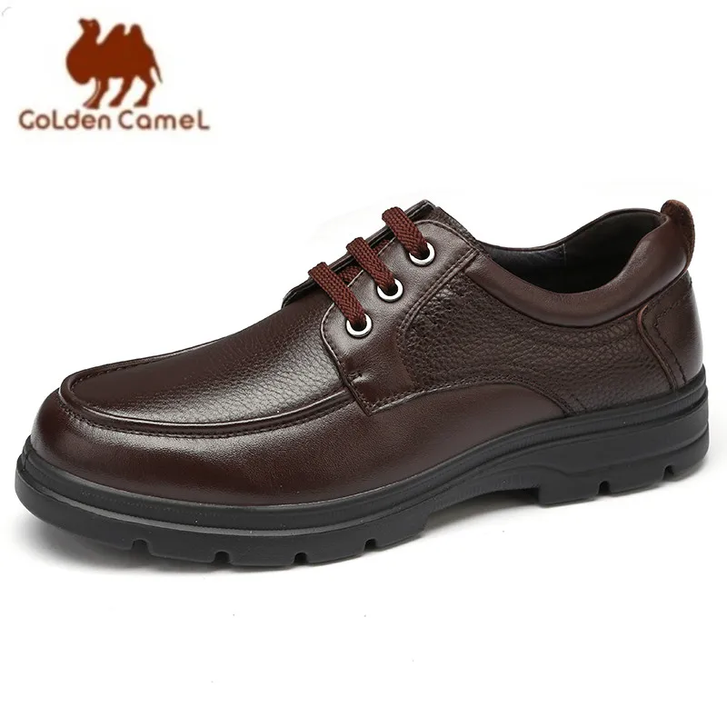 GOLDEN CAMEL Men's Casual Shoes Genuine Leather Business Shoes for Men Soft Sole Comfortable Middle-aged Footwear Breathable