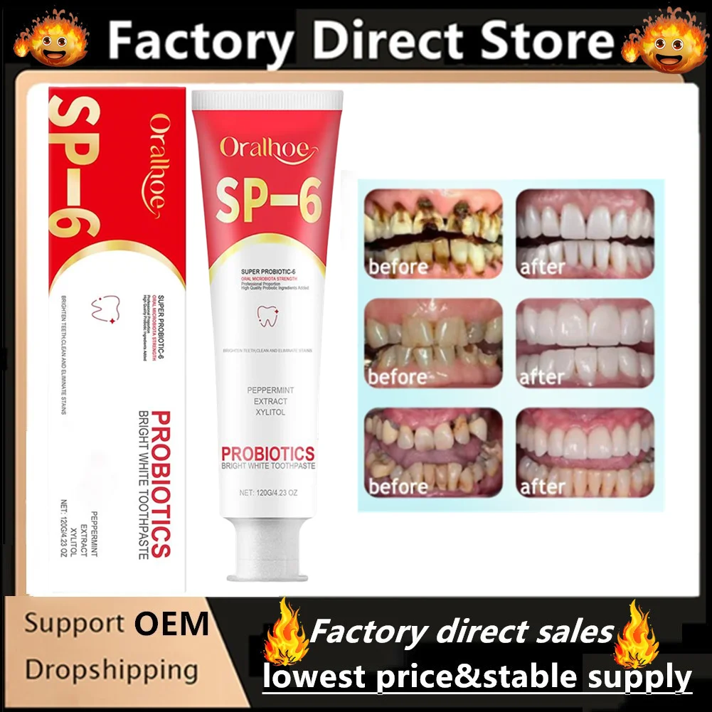

SP-6 Probiotic Brightening Toothpaste Remove Plaque Stains Keep Fresh Breath Preventing Periodontitis Oral Teeth Care Toothpaste