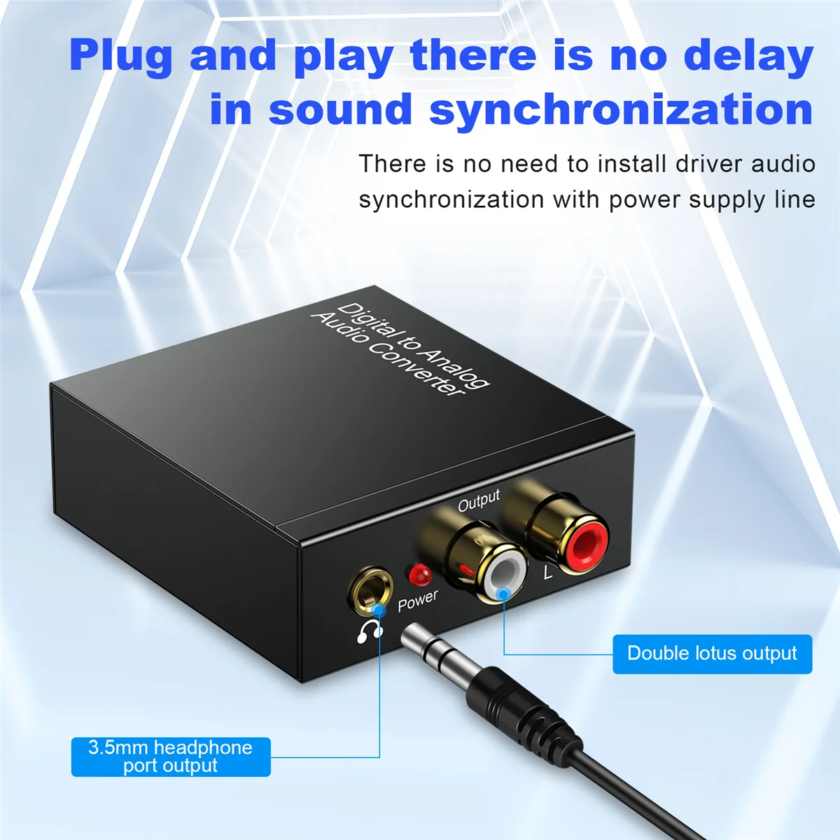 Portable 3.5mm Jack Coaxial Optical Fiber Digital to Analog Audio AUX RCA L/R Converter Digital Audio Decoder Amplifier