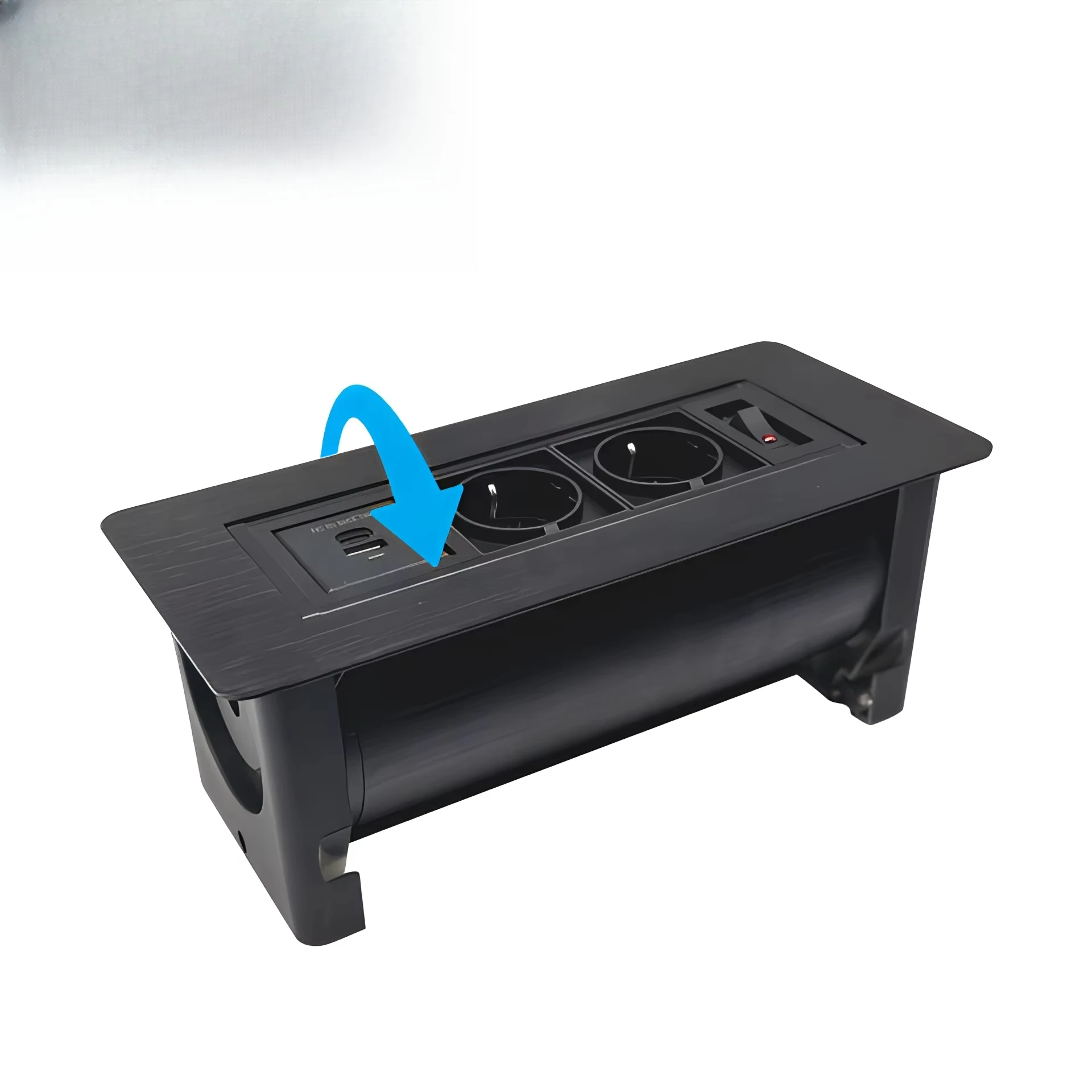 Socket Modules Recessed Tabletop Office 2 Outlet Power Socket with USB Office Funiture Electric Manual Flip Socket