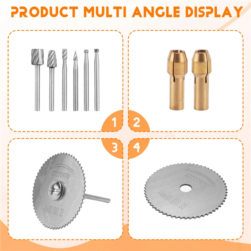 

AT29-45Pcs Diamond Engraving Accessories Set Routing Bit Circular Saw Blade Diamond Burr Bits For Dremel Attachment