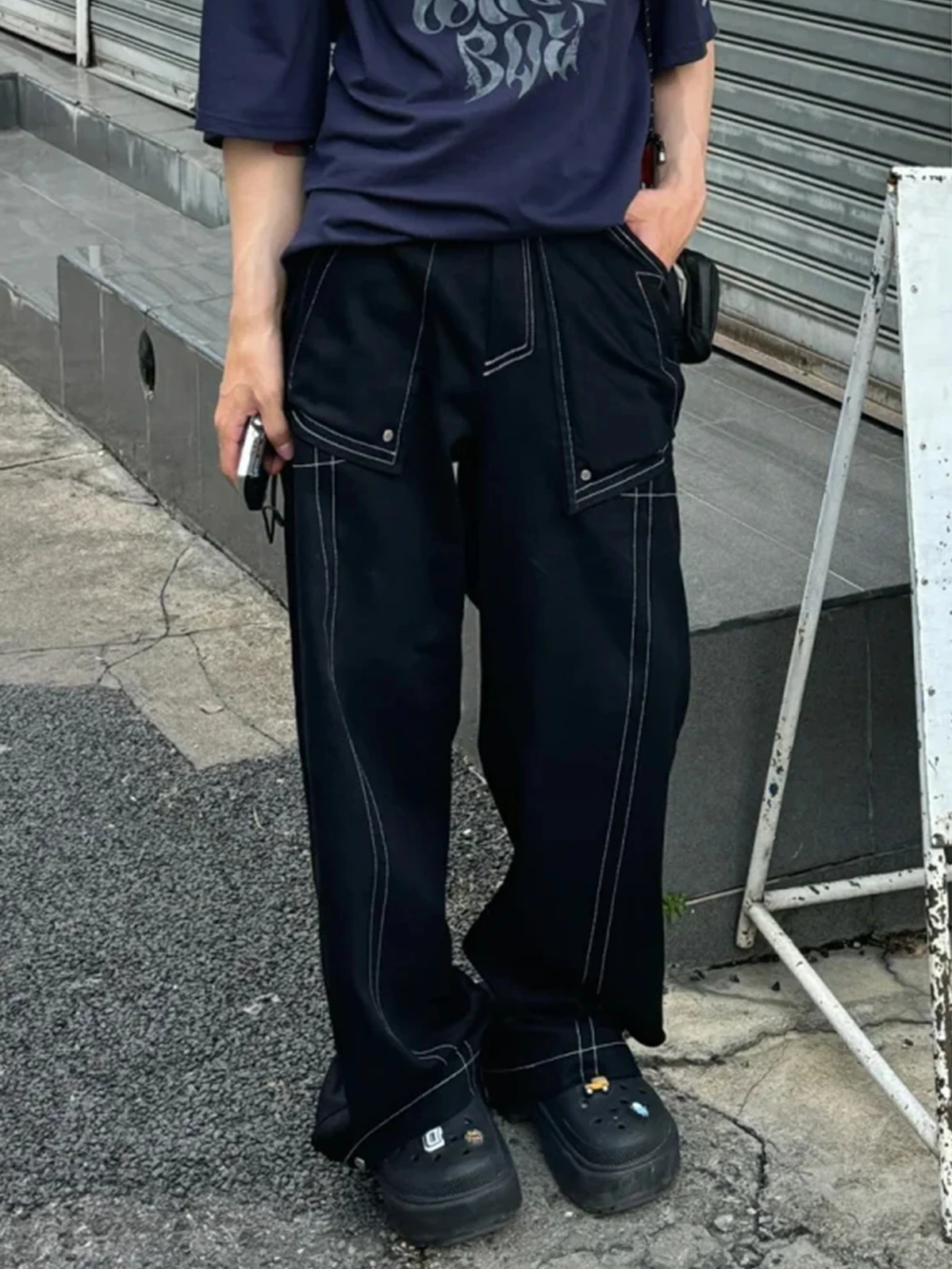 

Vintage Waed Straight Leg Jeans Men's Spring Casual Loose Fit Denim Pants Youth Trendy High Waist Zipper Closure Daily Wear