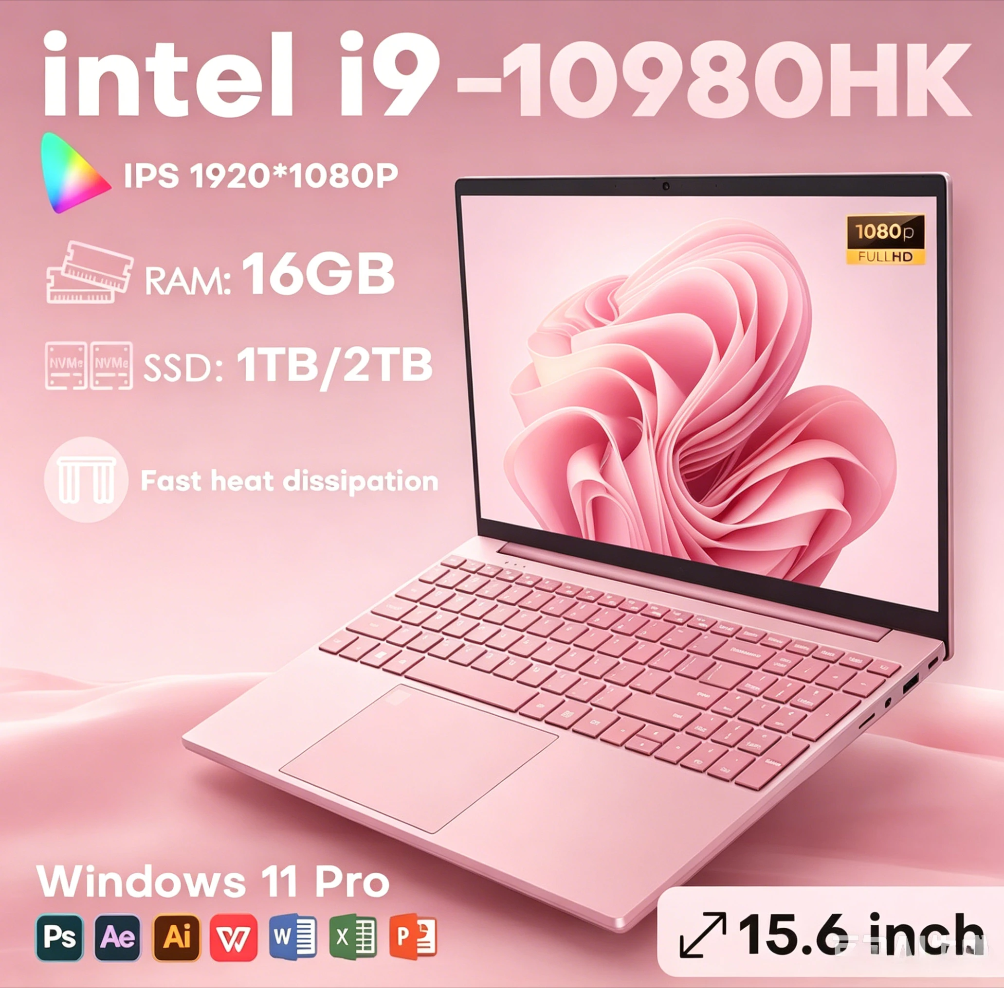 Heißer 15,6-Zoll-Laptop mit Intel Core i9-10980HK, Windows 11 Pro, 32GB DDR4, M.2 2TB SSD, Ultrabook-Computer, Fingerabdruck-Entsperrung, WIFI 5, BT.