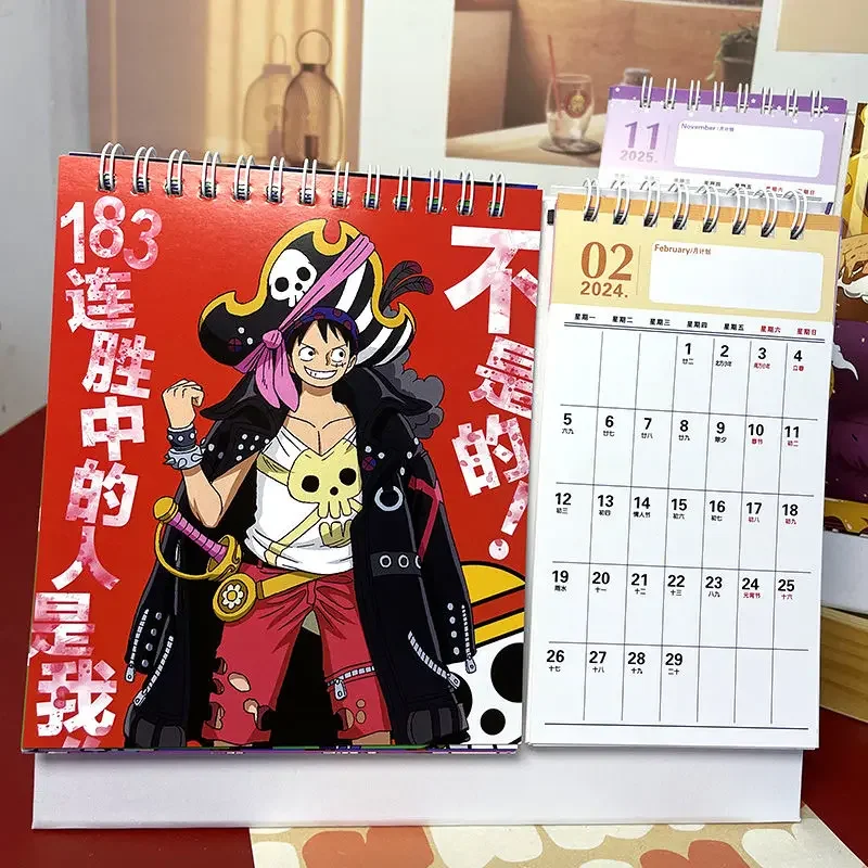 قطعة واحدة تايوان التقويم لوفي 2025-2026 تقويم مزدوج أنيمي الكرتون التقويم ملاحظات تحقق في مذكرة هدية