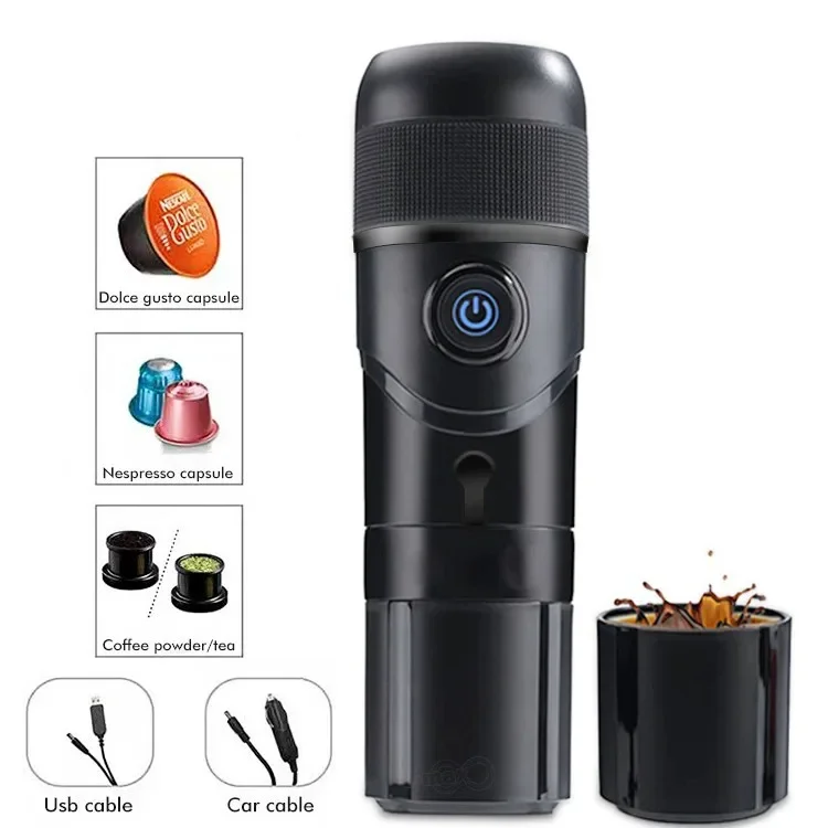 Car Portable Capsule Coffee Machine 3 in 1 Capsule Carry-on Automatic Heating Extract Espresso аккумуляторная болгарка  huohou