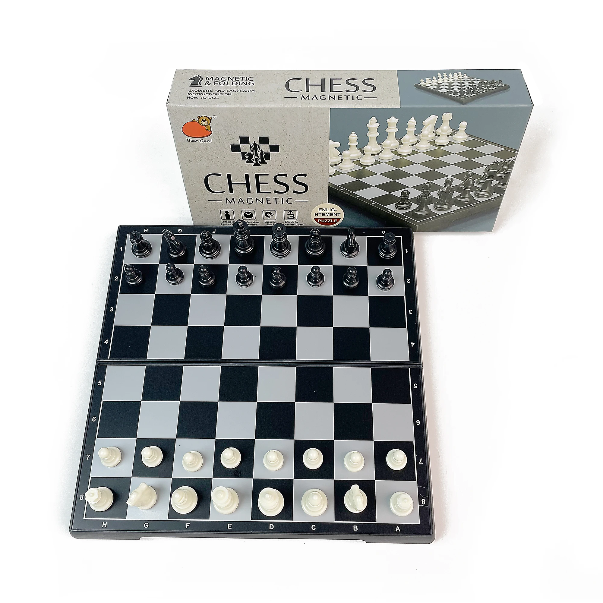 

Foldable Magnetic Black and White Chess Board Game Portable Plastic Board Tabletop Travel Outdoor Classic Strategy Set