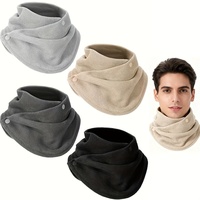 Men's and women's neck protector with thick fleece and warm double button scarf suitable for outdoor wear