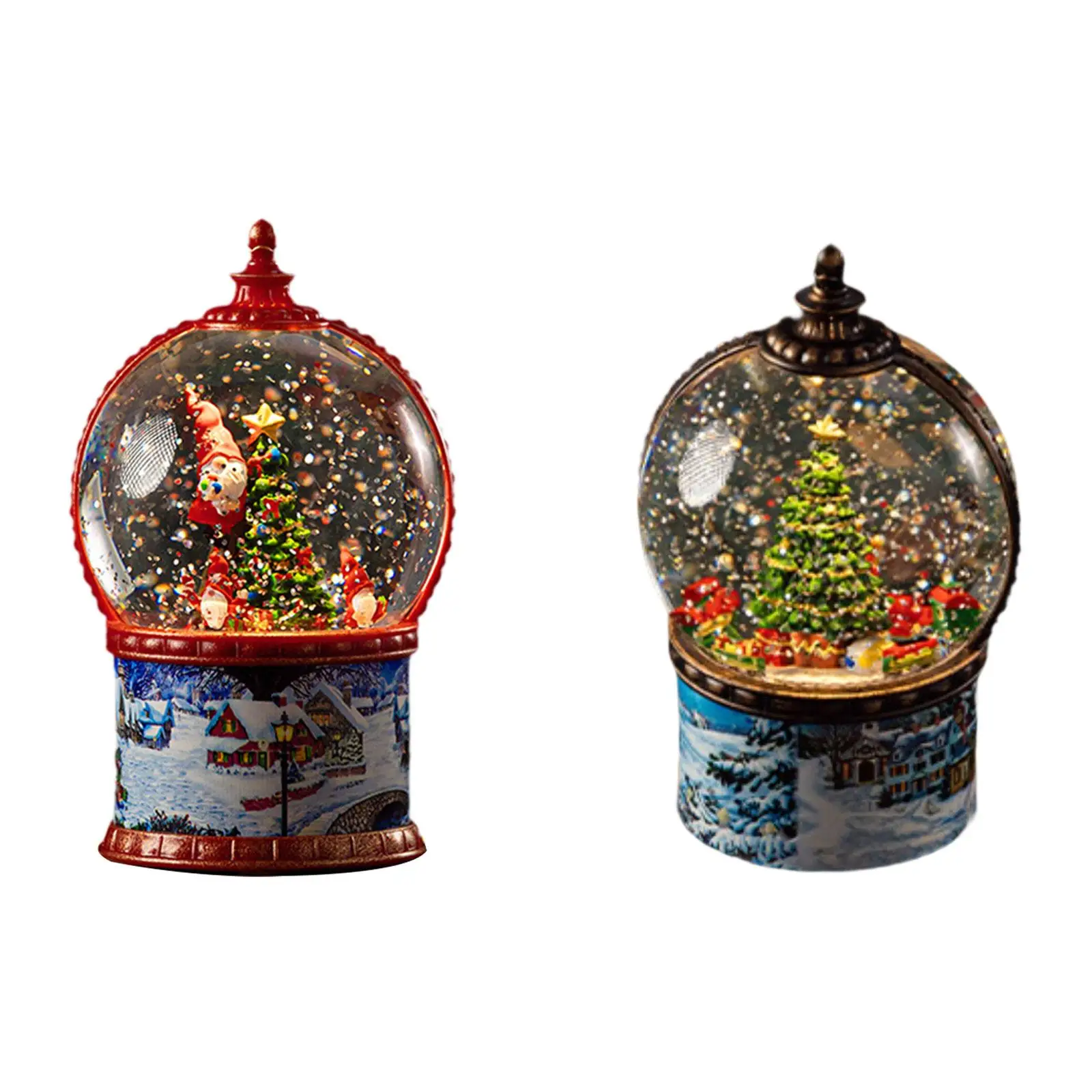 Christmas Snow Globe Decorative Gifts Lantern Office Shelf Rotating Lighted