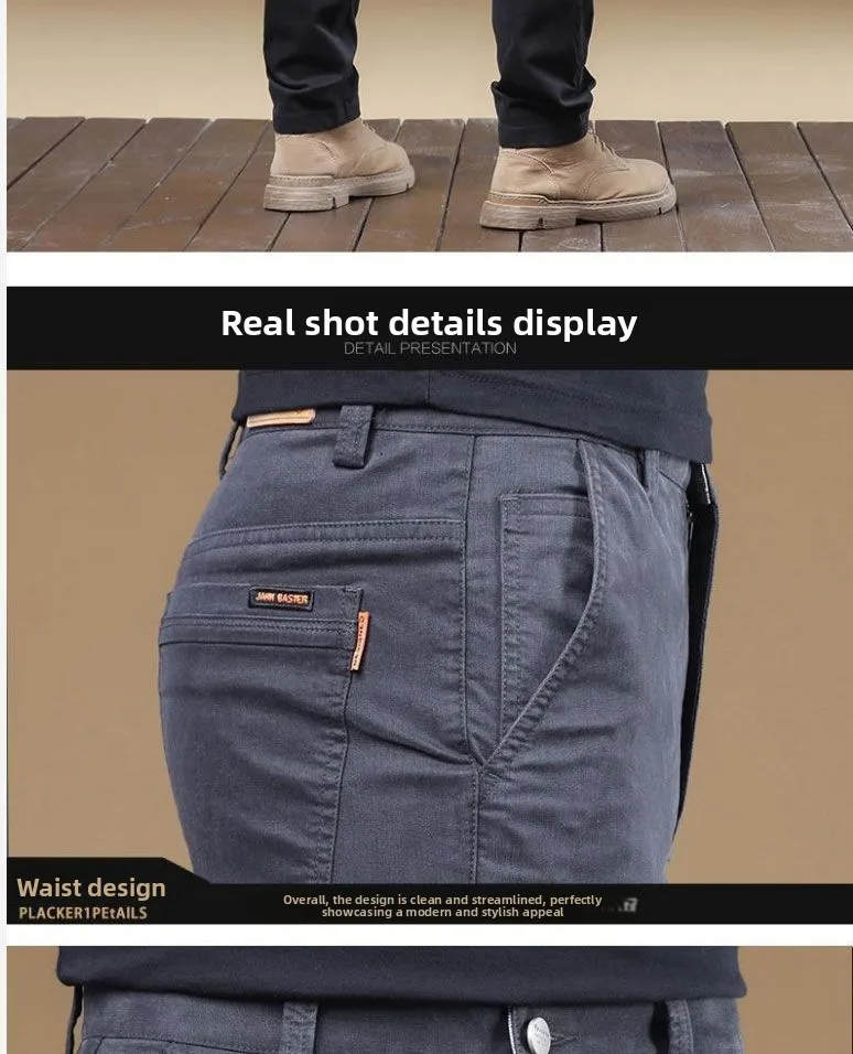 Hochwertige Dünne Baumwoll-Herrenhose Trendige Vielseitige Elastische Leichte Business-Hose Formelle Gerade Arbeitshose – Detail 18