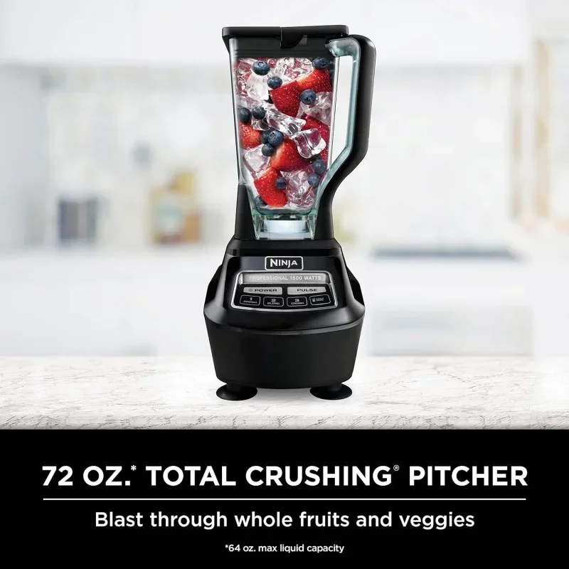 QWNinja BL770 Mega Kitchen System,1500W,4 Functions for Smoothies,Processing,Dough,Drinks & More,with 72-oz.* Blender Pi