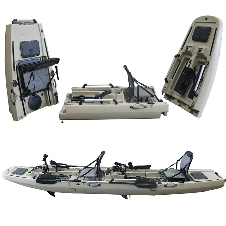 2 Person 3 Segments 14ft Plastic Pedal Powered Kayak Boat De Pesca Pedales With Fishing Accessories