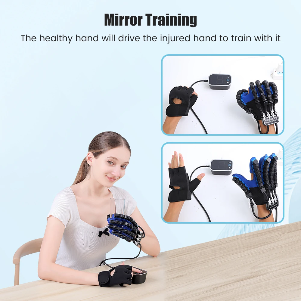 Left & Right Hand Finger Rehabilitation Exerciser Robot Gloves Stroke Hemiplegia Cerebral Infarction Training Therapy Equipment